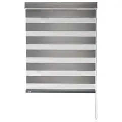 BERTEX - Roller Duo Blackout Zebra Día-Noche Gris 130x235 cm Altura ajustable