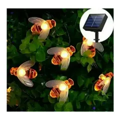 GENERICO - Guirnalda Solar Abejas 20 Led 5 Metros Cálidas Navidad recargable