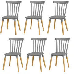 MOBOI - Pack 6 Sillas Windsor para Comedor o Terraza Gris