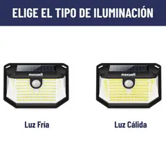 MAXWELL - Foco Solar 178 Led Exterior Unitario + Sensor - Negro - Luz Fría