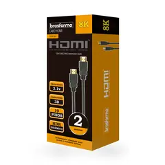 BRASFORMA - CABLE HDMI 2 Metros - 8K - 21V - 3D Ready - ARC HDMI8002