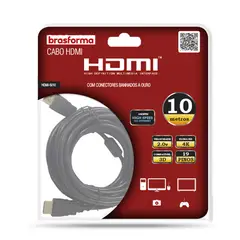 BRASFORMA - CABLE HDMI 10mts 20V 4K - 3D Ready -ARC - HDMI5010