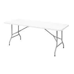 VINCENZI - Mesa Plegable Tipo Maleta Blanca 180x72x72 cm
