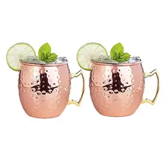 CASATUA - Mug Vasos Cobre Set De 2 Moscow Mule Coctel 500ml - Dorado