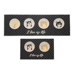 BJ HOGAR - Set 2 Alfombra Bajada Piso Antideslizante 2 Perros y 2 Gatos