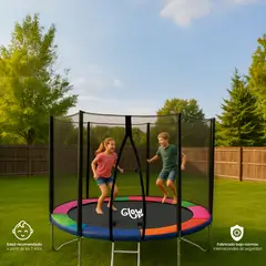 GLOWUP - Cama Elástica 8Ft 2,44 mts con Malla y Escalera