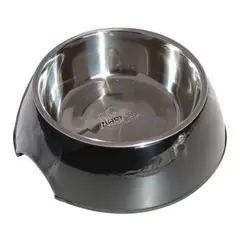 MASCAN - Plato Melamina Sólido Redondo Negro Talla M Perro