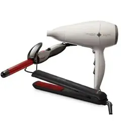 GAMA - Tricombo Secador 2300 W + Alisador Cerámica + Rizador Mano Silver