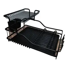 GENERICO - Elegante Secaplatos Escurridor Aluminio Inoxidable Negro