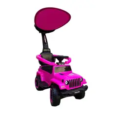 ABMTOYS - Correpasillo Jeep 2 en 1 con Toldo y Bluetooth Rosado