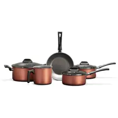BRINOX - BATERIA DE COCINA 8 PIEZAS - EN ALUMINIO COLOR COBRE