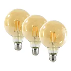 GENERICO - X3 Ampolletas Vintage Ampolleta Led E27 Filamento Globo 6w