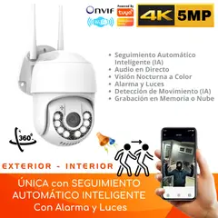D MOTICA - Cámara Seguridad Wifi Inteligente 5MP 4K Motorizada Exterior