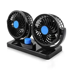 GENERICO - Mini Ventilador Doble Para Auto 12v Interior 360º Portátil