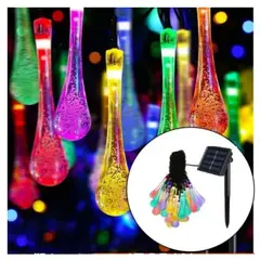 GENERICO - Luces Navidad Solar Guirnalda Led Gotas De Agua 7 Metros Diseño 2
