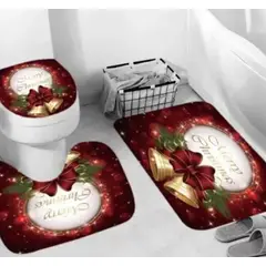 GENERICO - SET DE 3 PIEZAS DE BAÑO DISEÑO GUIRNALDA DE NAVIDAD
