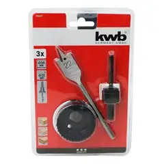 KWB - Kit Broca Sierra Copa Chapa Instalación Cerradura 3 Pcs
