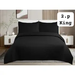 GENERICO - Cobertor de verano tipo Quilt con fundas - 2 Plazas Negro
