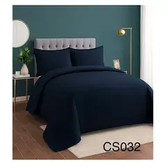GENERICO - Cobertor de verano tipo Quilt con fundas - 2 Plazas Azul Marino