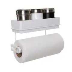 METALTRU - Porta condimento y rollo papel de pared blanco