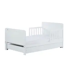 DREWEX - Cama Montessori de Transición con Cajonera OLEX (140 x 70) - Blanco - Blanco