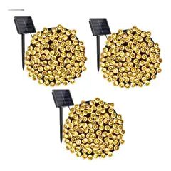 GENERICO - Pack X3 Guirnaldas Solares 200Led 20 Metros Cálidas