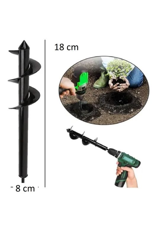 Broca Espiral De Acero/carbono Para Jardinería/maceta 8x18cm