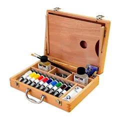 VAN GOGH - Set de Óleos Caja Madera 10 Colores + Accesorios
