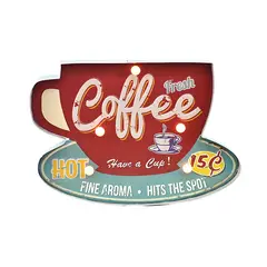 GENERICO - LETRERO VINTAGE LED COFFEE FRESH (40 x 5 x 28 cms.)