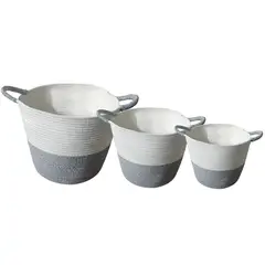 INSPIRACCI - Set 3 cestos algodón con mangos bicolor