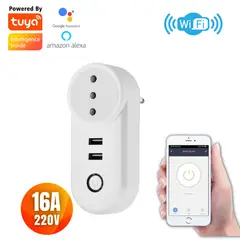 D MOTICA - Enchufe Wifi Inteligente Con 2 Usb, 220V-16A Alexa Y Google Home