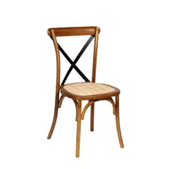 SERCOMKP - Silla Crossback Tostado Cruceta Metálica Apilable