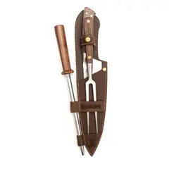 KANGKAWE - TRILOGIA EN CUERO: PINCHO PRO + CUCHILLO CATEMU + ASTIL