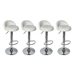GLOBAL LATIN GROUP - Pack 4 Piso Bar Taburete Giratorio de Altura Regulable - Blanco