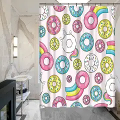 GENERICO - Set mat de piso y cortina de baño Donas.