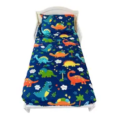 COBABY - SET ROPA PARA CAMA DE TRANSICIÓN DINO 100% ALGODON DE 4 PIEZAS