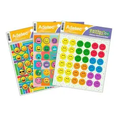 ADETEC - Etiqueta Escolar Diseño Caritas Autodhesiva 2 Hojas