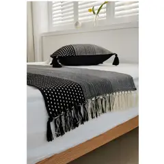 DEKOHOME - Piecera cama Tejida material algodón Rayas