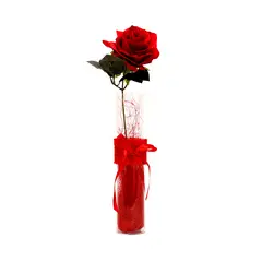 GENERICO - Florero adorno de cristal 30 cm Rosa roja