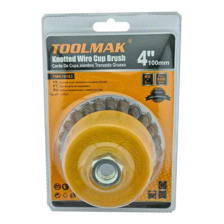Escobilla De Copa Trenzada Torcida 100mm Esmeril Toolmak