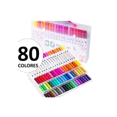 OFERTABKN - 80 Marcadores De Doble Punta Tipo Pincel Colores