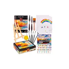 OFERTABKN - Kit 40pcs Lienzo Pintura Acrílica Bastidor Espátulas Pincel