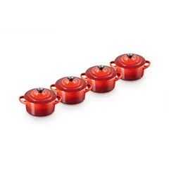 LE CREUSET - Conjunto Clÿsico 4 Mini 10cm Cocotte redondo Cereza