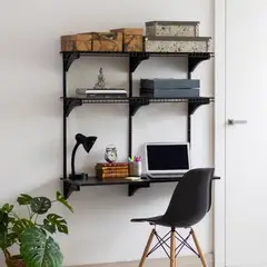 METALTRU - Kit escritorio con repisas negro