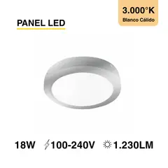 DEMASLED - Foco LED redondo Borde Niquelado Sobrepuesto 22cm 18W Luz cálida 220V