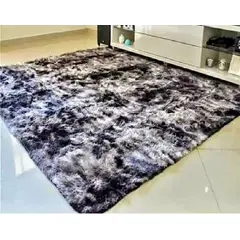 GENERICO - Alfombra peluda tipo Shaggy 180cm x 200cm Negro Jaspeado