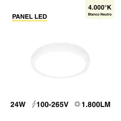 DEMASLED - Foco LED redondo Borde Blanco Sobrepuesto 30cm 24W Blanco Neutro 220V