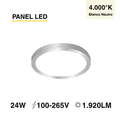 DEMASLED - Foco LED redondo Borde Niquelado Sobrepuesto 30cm 24W Luz Neutra 220V