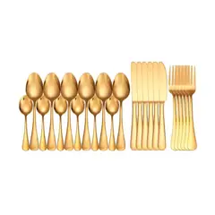 GENERICO - Set De Servicios Acero Inoxidable Dorado 24 Pzs