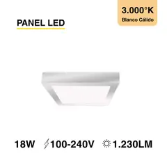 DEMASLED - Foco LED Cuadrado Borde Niquelado Sobrepuesto 22Cm 18W Blanco Calido